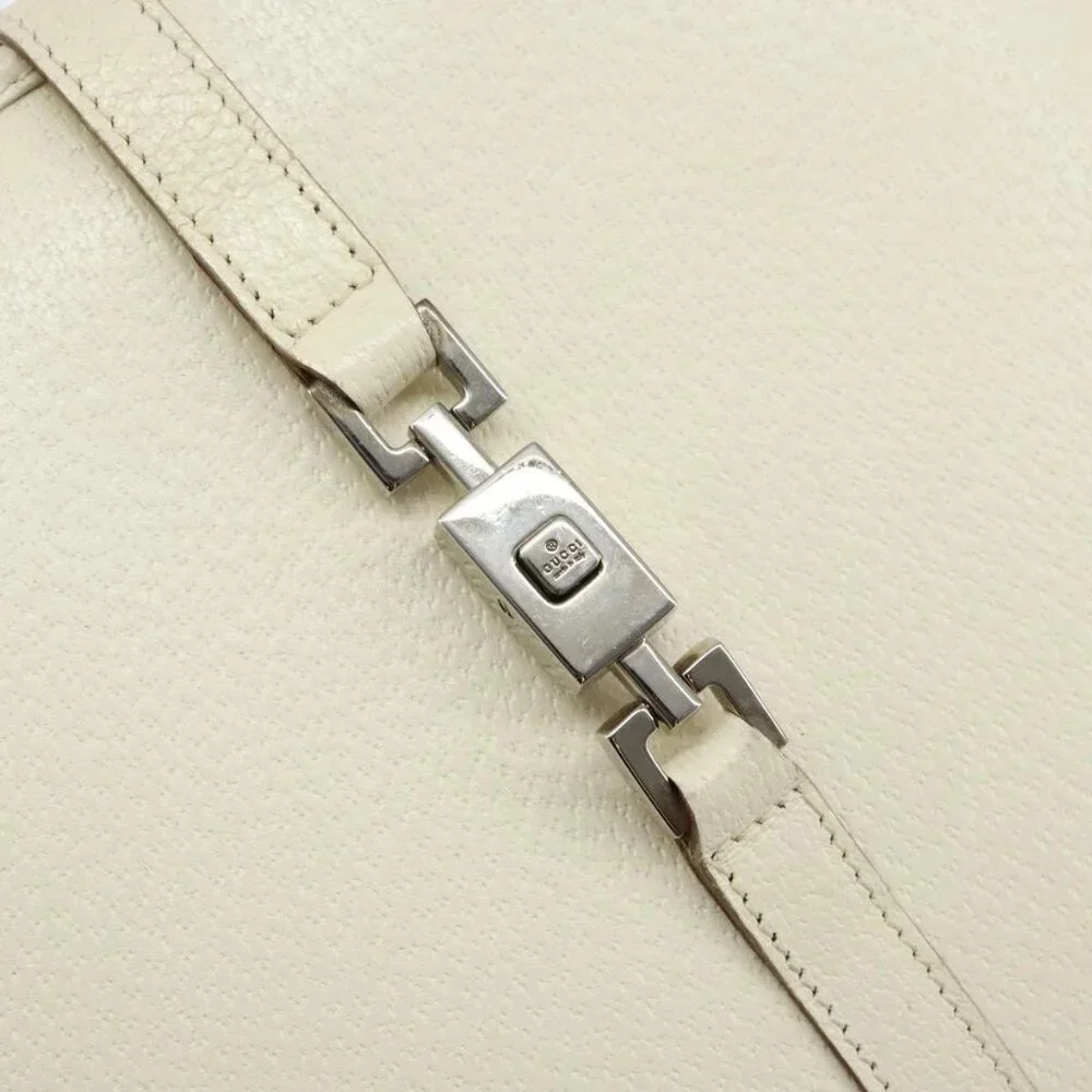 GUCCI Jackie Hand Bag Leather White Silver - Picture 12 of 16